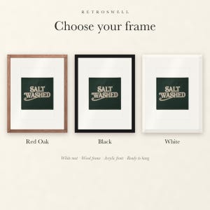 Frame options for Salt Washed Patch: Red Oak, black and white wood frames, each with a white mat.