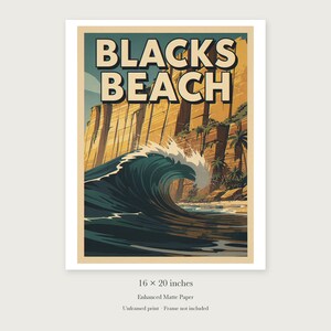 Blacks Beach Surf unframed 16 by 20 inch print on enhanced matte paper, shown with its white paper border.