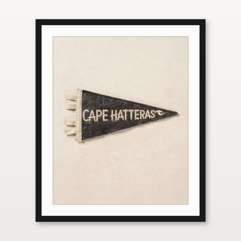 Cape Hatteras, North Carolina Surf Pennant Print | Vintage Felt Pennant Art | Beach House Decor | Retro Surf Wall Art | Printable Digital Do image 3