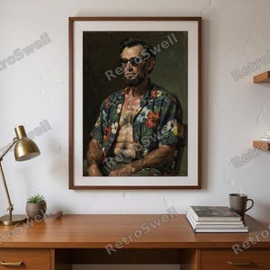 Abe Lincoln Print framed in a home office setting