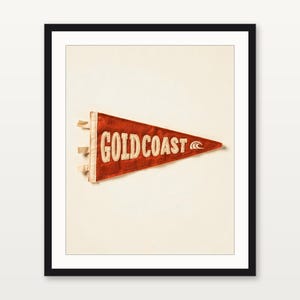 Gold Coast, Queensland, Australia Surf Pennant Print | Vintage Felt Pennant Art | Beach House Decor | Retro Surf Wall Art | Printable Digita image 3