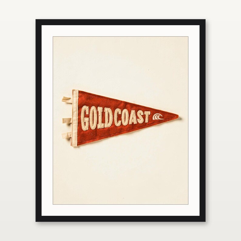 Gold Coast, Queensland, Australia Surf Pennant Print | Vintage Felt Pennant Art | Beach House Decor | Retro Surf Wall Art | Printable Digita image 3