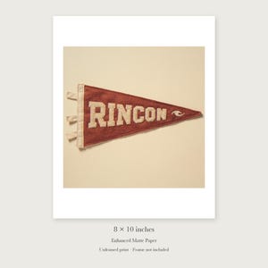 Rincon Surf Pennant unframed 8 by 10 inch print on enhanced matte paper, shown with its white paper border.
