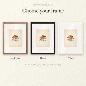 Frame options for Surfing Clownfish: Red Oak, black and white wood frames, each with a white mat.
