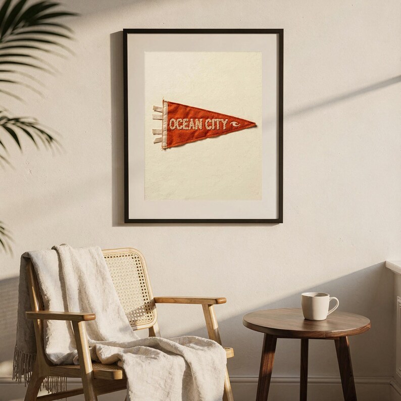 Ocean City, Maryland Surf Pennant Print | Vintage Felt Pennant Art | Beach House Decor | Retro Surf Wall Art | Printable Digital Download image 7