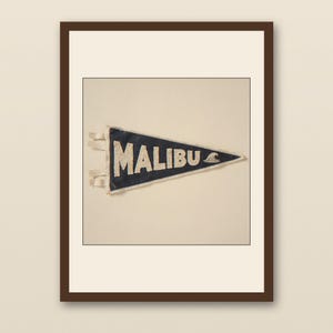 Malibu Surf Pennant Print | Vintage California Wall Art | 1960s Felt Pennant Decor | Printable Beach Art