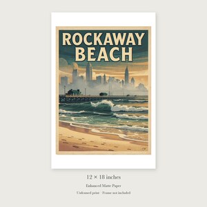 Rockaway Beach Surf unframed 12 by 18 inch print on enhanced matte paper, shown with its white paper border.