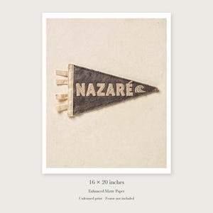 Nazaré Surf Pennant unframed 16 by 20 inch print on enhanced matte paper, shown with its white paper border.