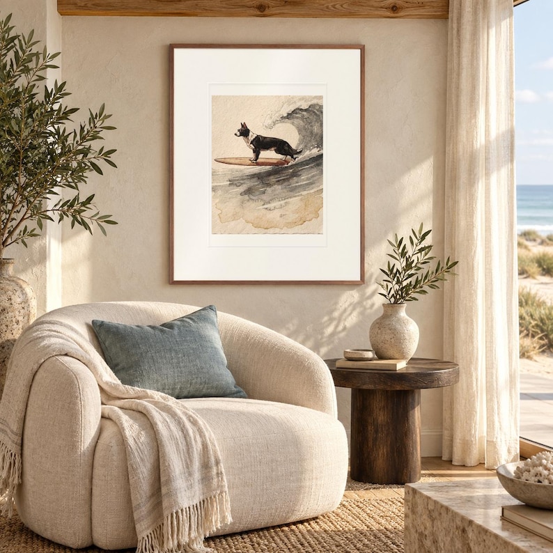 Border Collie Surfing Print