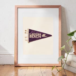 Laguna Beach, California Surf Pennant Art Print, Framed or Unframed Coastal Poster image 13