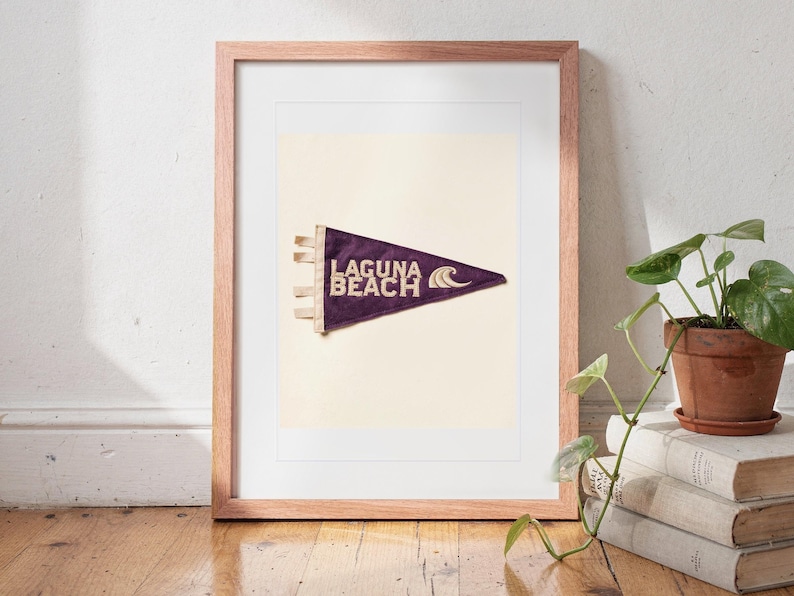 Laguna Beach, California Surf Pennant Art Print, Framed or Unframed Coastal Poster image 13