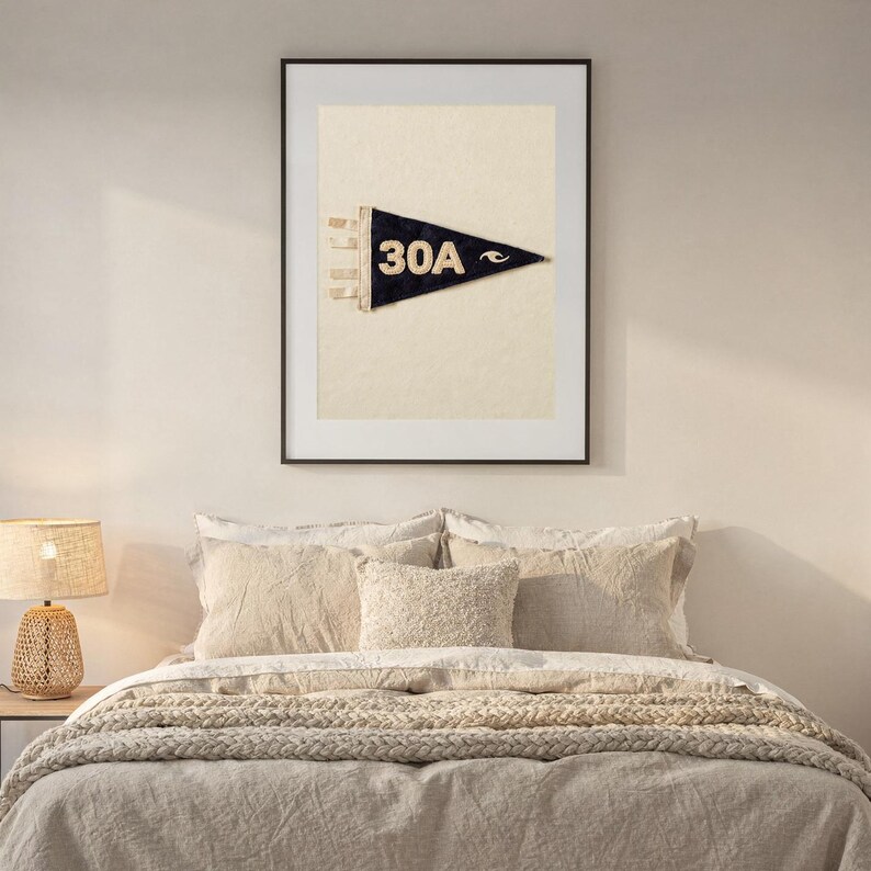 Scenic Highway 30A, Florida Surf Pennant Print | Vintage Felt Pennant Art | Beach House Decor | Retro Surf Wall Art | Printable Digital Down image 6