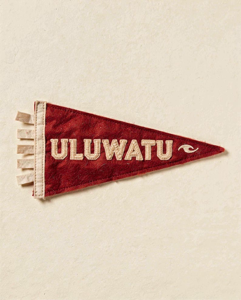 Uluwatu, Bali, Indonesia Surf Pennant Print | Vintage Felt Pennant Art | Beach House Decor | Retro Surf Wall Art | Printable Digital Downloa image 2