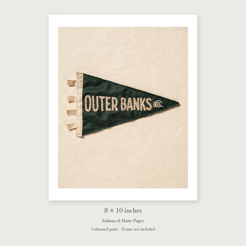 Outer Banks Surf Pennant Art Print, Framed or Unframed Coastal Poster image 7