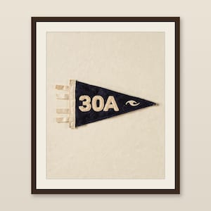 Scenic Highway 30A, Florida Surf Pennant Print | Vintage Felt Pennant Art | Beach House Decor | Retro Surf Wall Art | Printable Digital Down