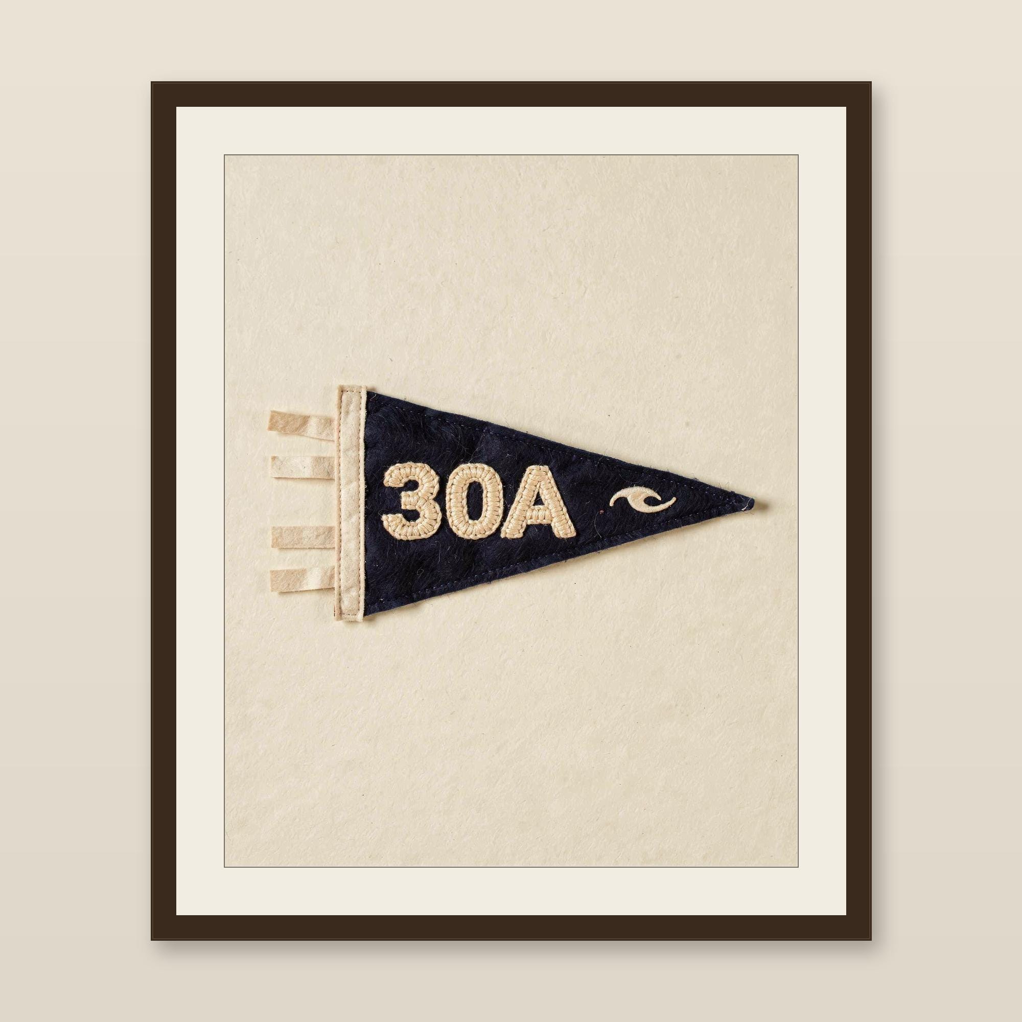 Scenic Highway 30A, Florida Surf Pennant Print | Vintage Felt Pennant Art | Beach House Decor | Retro Surf Wall Art | Printable Digital Down