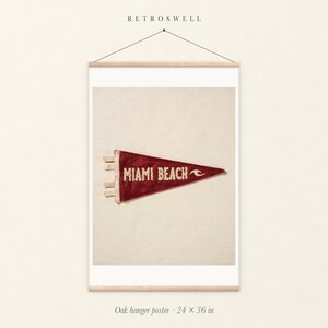Miami Beach, Florida Surf Pennant Art Print, Framed or Unframed Coastal Poster image 5