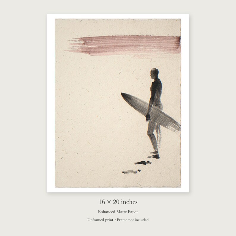 Surfer Ink Style unframed 16 by 20 inch print on enhanced matte paper, shown with its white paper border.