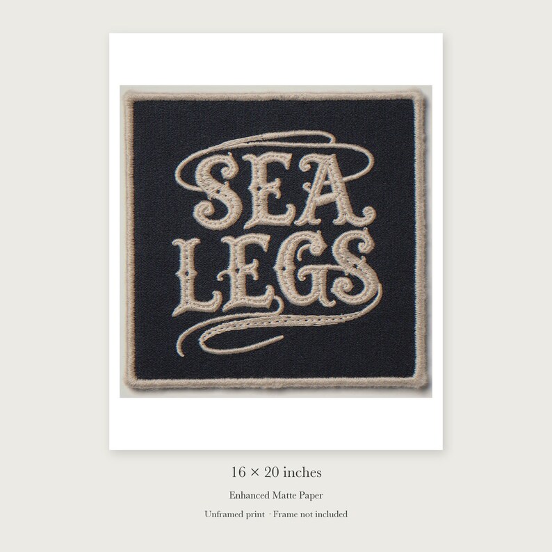 Sea Legs Patch unframed 16 by 20 inch print on enhanced matte paper, shown with its white paper border.