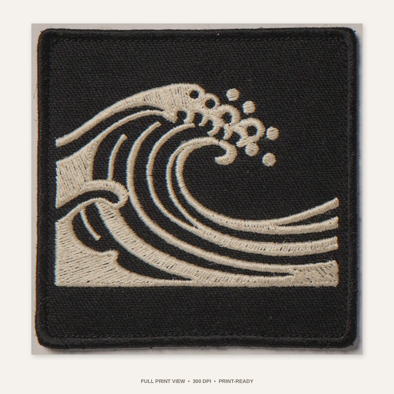 Wave Embroidered Patch Print - full unframed print view, 300 DPI print-ready quality