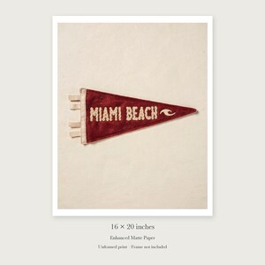 Miami Beach, Florida Surf Pennant Art Print, Framed or Unframed Coastal Poster image 9