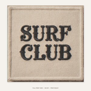 Surf Club Embroidered Patch Print - full unframed print view, 300 DPI print-ready quality