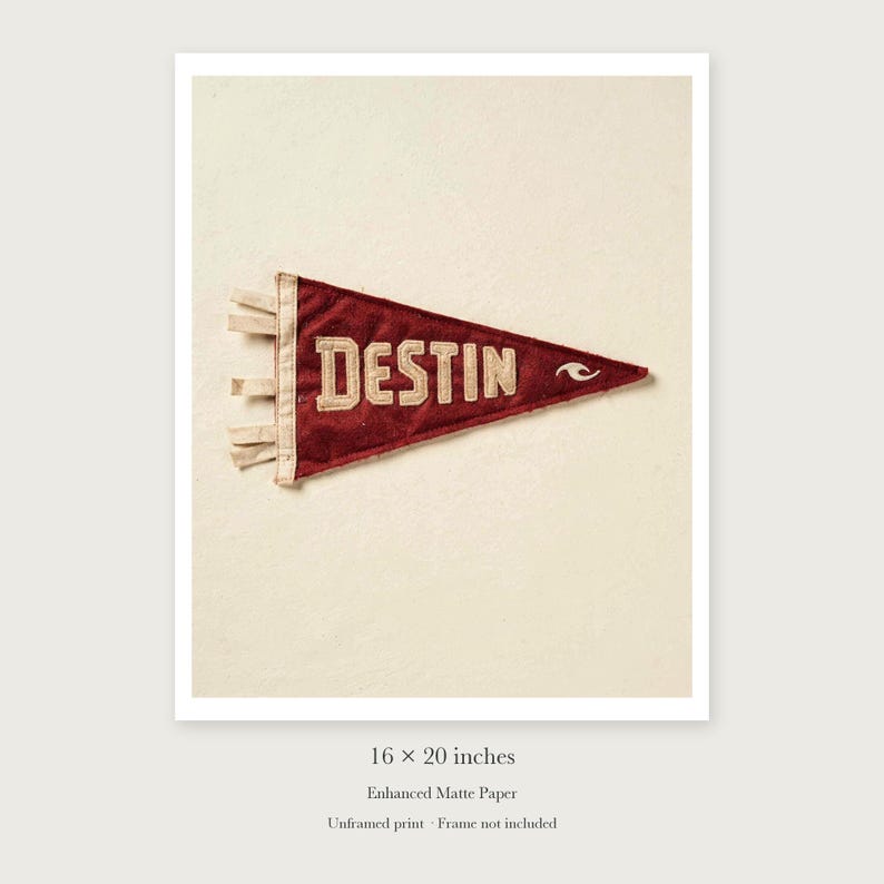 Destin, Florida Surf Pennant Art Print, Framed or Unframed Coastal Poster image 9