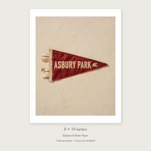 Asbury Park Surf Pennant unframed 8 by 10 inch print on enhanced matte paper, shown with its white paper border.