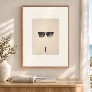 Lámina artística con diseño de gafas de sol estilo tinta, póster minimalista de verano con o sin marco. imagen 12
