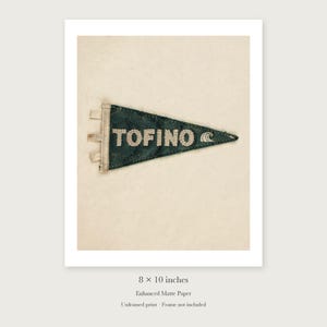 Tofino Surf Pennant unframed 8 by 10 inch print on enhanced matte paper, shown with its white paper border.
