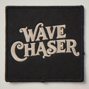 Wave Chaser embroidered-style patch unframed printed artwork and full composition with its paper border.