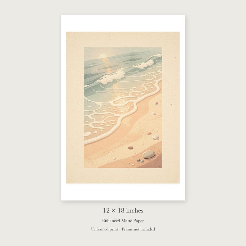 Ocean Waves unframed 12 by 18 inch print on enhanced matte paper, shown with its white paper border.