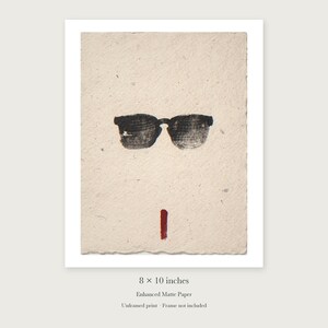 Sunglasses Ink Style unframed 8 by 10 inch print on enhanced matte paper, shown with its white paper border.