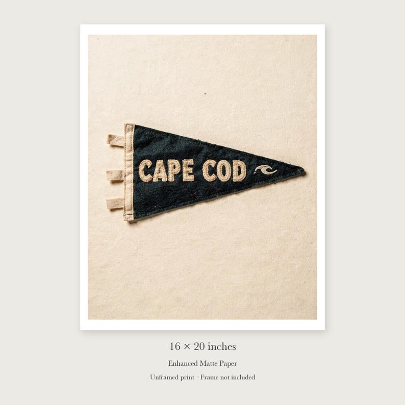 Cape Cod Surf Pennant Art Print, Framed or Unframed Coastal Poster image 9