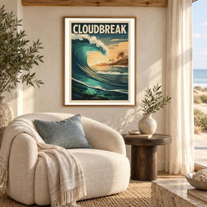Cloudbreak Fiji Surf Poster | Vintage Wave Art Print (Digital Download) image 9
