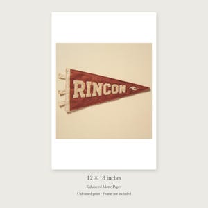 Rincon Surf Pennant unframed 12 by 18 inch print on enhanced matte paper, shown with its white paper border.