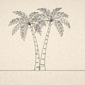 Boho Palm Tree Line Art framed in a coastal dining room setting