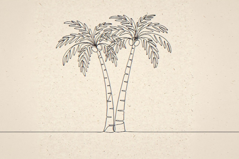 Boho Palm Tree Line Art framed in a coastal dining room setting