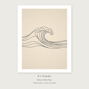 Breaking Wave Line unframed 8 by 10 inch print on enhanced matte paper, shown with its white paper border.