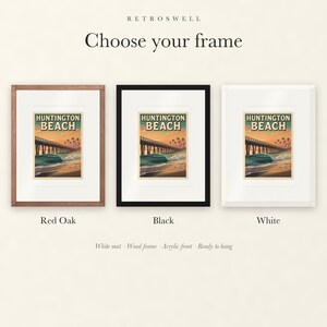 Huntington Beach Surf Travel Poster, Framed or Unframed Vintage Style Coastal Print image 4