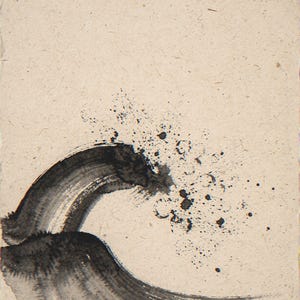 Breaking ink-style wave unframed printed artwork and full composition with its paper border.