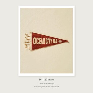 Ocean City, New Jersey Surf Pennant unframed 16 by 20 inch print on enhanced matte paper, shown with its white paper border.