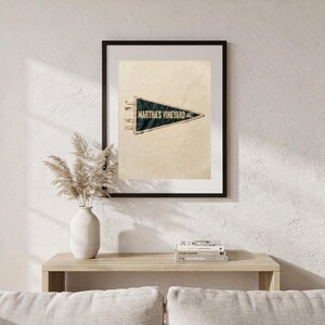 Martha's Vineyard, Massachusetts Surf Pennant Print | Vintage Felt Pennant Art | Beach House Decor | Retro Surf Wall Art | Printable Digital image 5