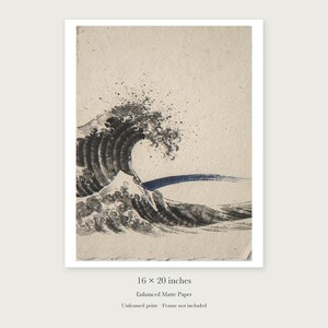 Crashing Wave Ink Style unframed 16 by 20 inch print on enhanced matte paper, shown with its white paper border.