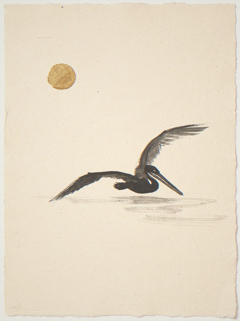Sumi-e Pelican Ink Print (Digital Download)