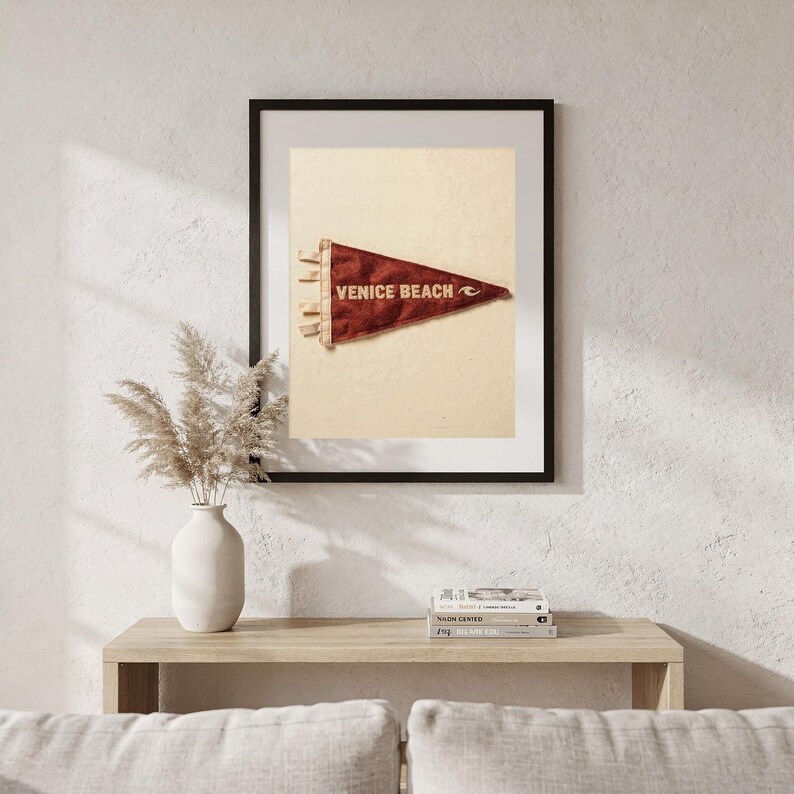 Venice Beach, California Surf Pennant Print | Vintage Felt Pennant Art | Beach House Decor | Retro Surf Wall Art | Printable Digital Downloa image 5