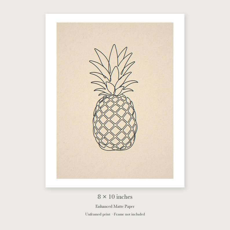 Pineapple Line unframed 8 by 10 inch print on enhanced matte paper, shown with its white paper border.