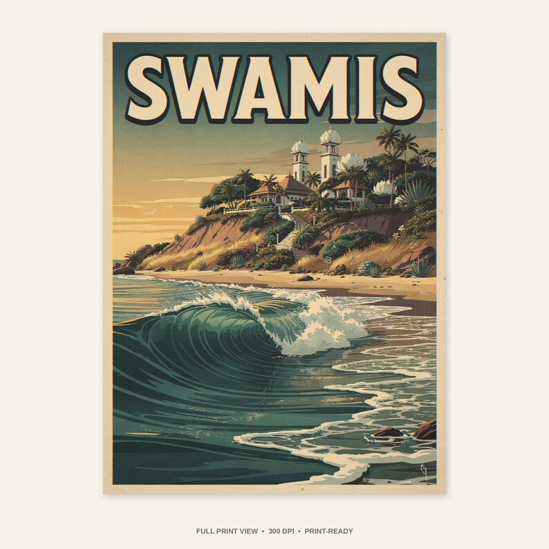 Swamis Surf Poster - full unframed print view, 300 DPI print-ready quality