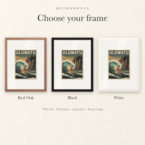 Uluwatu Bali Surf Travel Poster, Framed or Unframed Vintage Style Coastal Print image 4