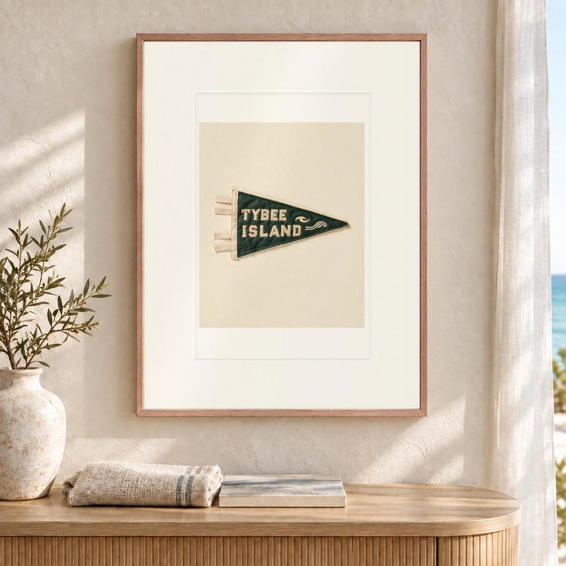 Tybee Island, Georgia Surf Pennant Art Print, Framed or Unframed Coastal Poster image 12